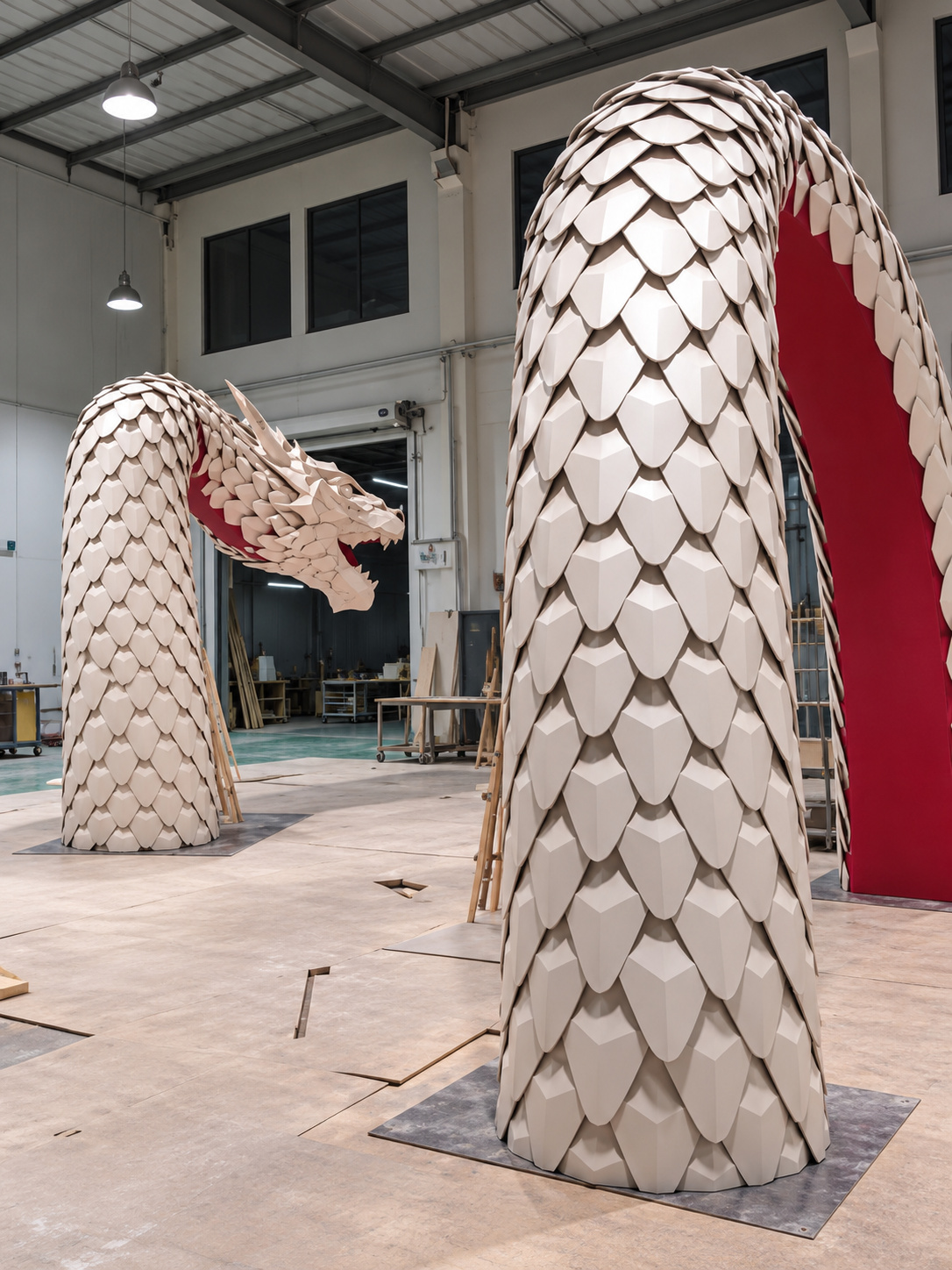 Sculptural Dragon Retail Installation — preassembly 04
